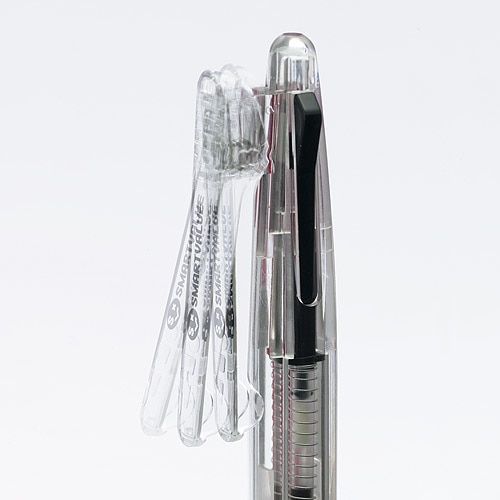 スマートバリュー 多色ボールペン透明 2色 10本 H038J-2C10 1箱(ご注文単位1箱)【直送品】