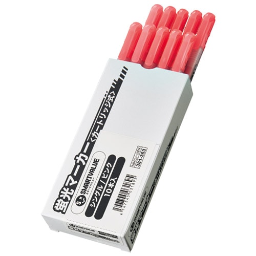 スマートバリュー 蛍光マーカー 詰替式シングル桃 H040J-10PK 1箱(ご注文単位1箱)【直送品】