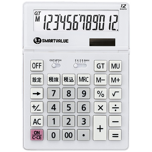 スマートバリュー 大型電卓 ホワイト K070J 1台(ご注文単位1台)【直送品】