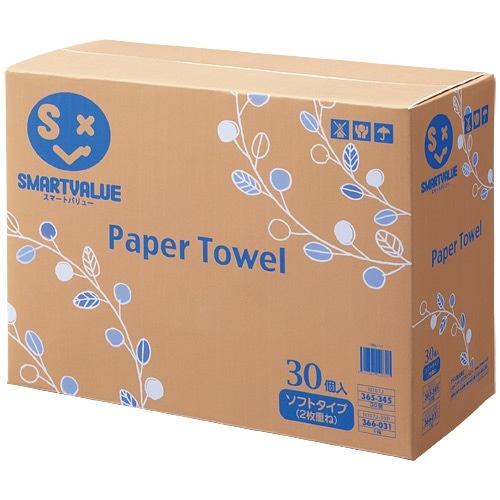 スマートバリュー ペーパータオル ソフトM 30個 N107J-30P 1箱(ご注文単位1箱)【直送品】