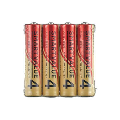 スマートバリュー アルカリ乾電池Ⅱ 単4×200本 N224J-4P-50 1箱（ご注文単位1箱）【直送品】