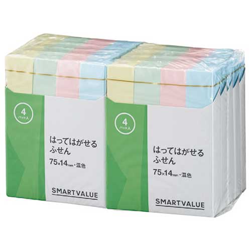 スマートバリュー ふせん 75×14mm 混色 P311J-M-40 1パック(ご注文単位1パック)【直送品】