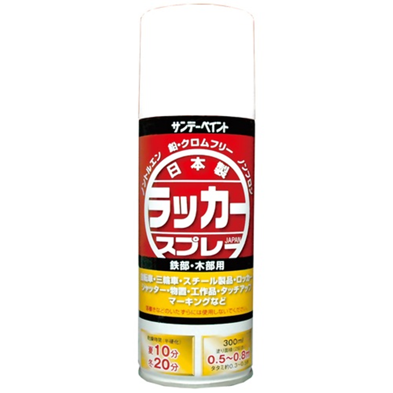 サンデーペイント ラッカースプレーJ 白 300mL 20007N 1個（ご注文単位1個）【直送品】