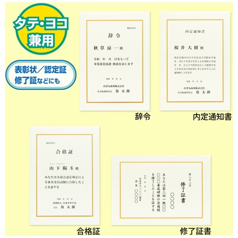 オキナ OA対応辞令・賞状用紙 A4 10枚 1個(ご注文単位1個)【直送品】