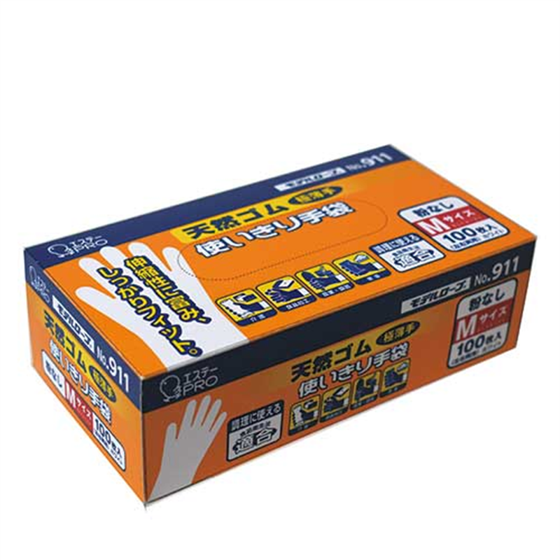 エステー 天然ゴム使いきり手袋 No.911 M 12箱 1個(ご注文単位1個)【直送品】