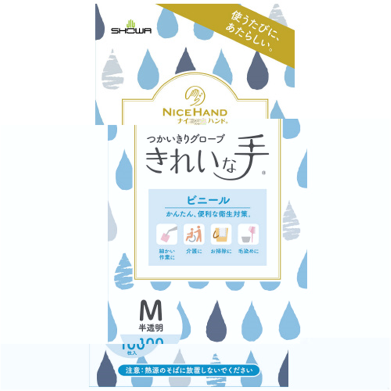ショーワグローブ ナイスハンド使いきりビニールM 100枚X10箱 1個（ご注文単位1個）【直送品】