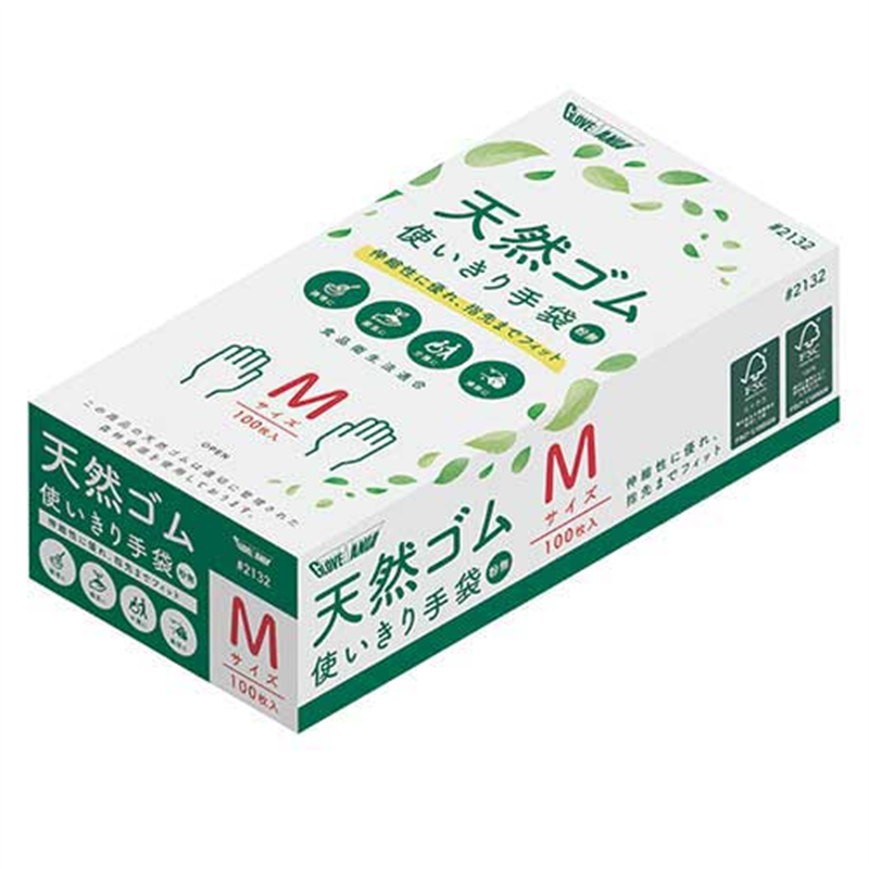 川西工業 天然ゴム 粉なし #2132 M 100枚X20箱 1個(ご注文単位1個)【直送品】