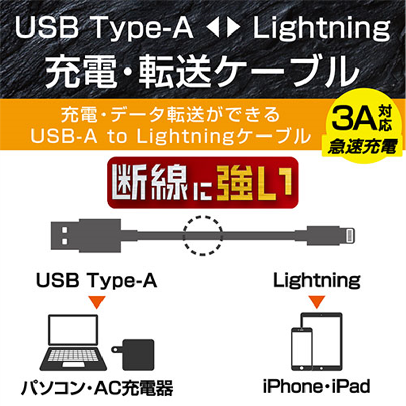 エレコム Lightningケーブル高耐久 1m MPA-FUALS10WH 1個(ご注文単位1個)【直送品】