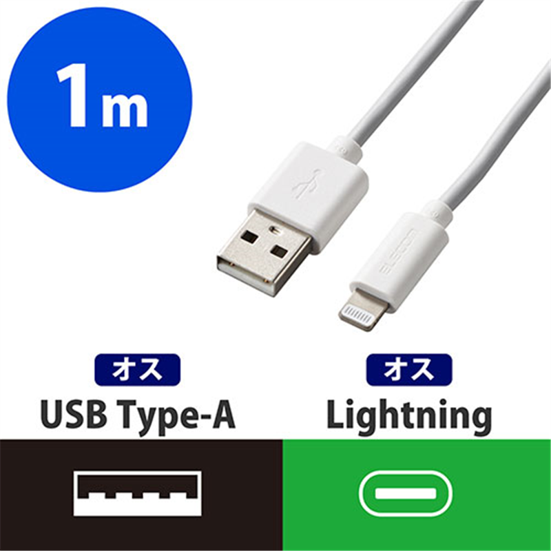 エレコム Lightningケーブル 1m MPA-UALA10WH 1個(ご注文単位1個)【直送品】