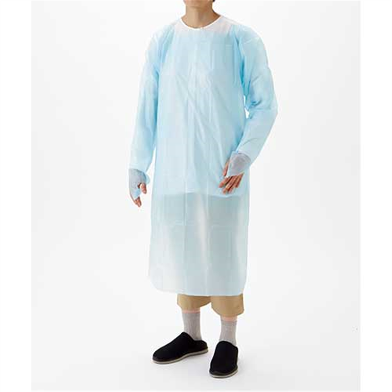 クラフトマン ポリエプロン 親指フック付 ブルー 10枚入 1個(ご注文単位1個)【直送品】