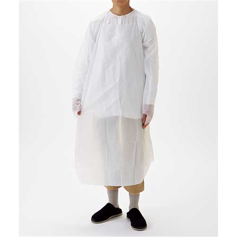 クラフトマン ポリエプロン 親指フック付 ホワイト10枚入 1個(ご注文単位1個)【直送品】