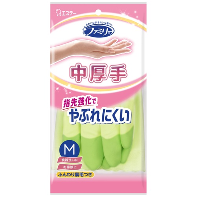 エステー ビニール中厚手 指先強化 M グリーン 1個(ご注文単位1個)【直送品】