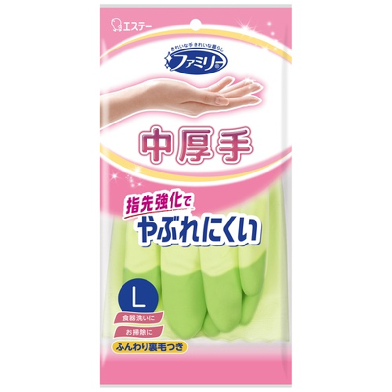 エステー ビニール中厚手 指先強化 L グリーン 1個（ご注文単位1個）【直送品】