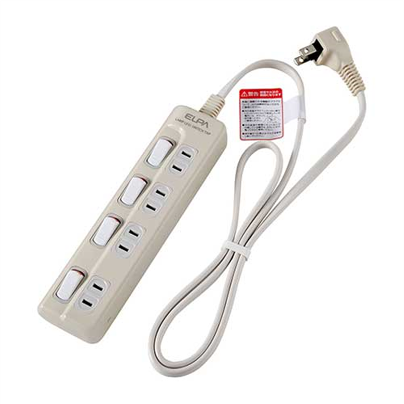 朝日電器 ランプレスタップ4個口WLS-410EB(W) 1m 1個(ご注文単位1個)【直送品】