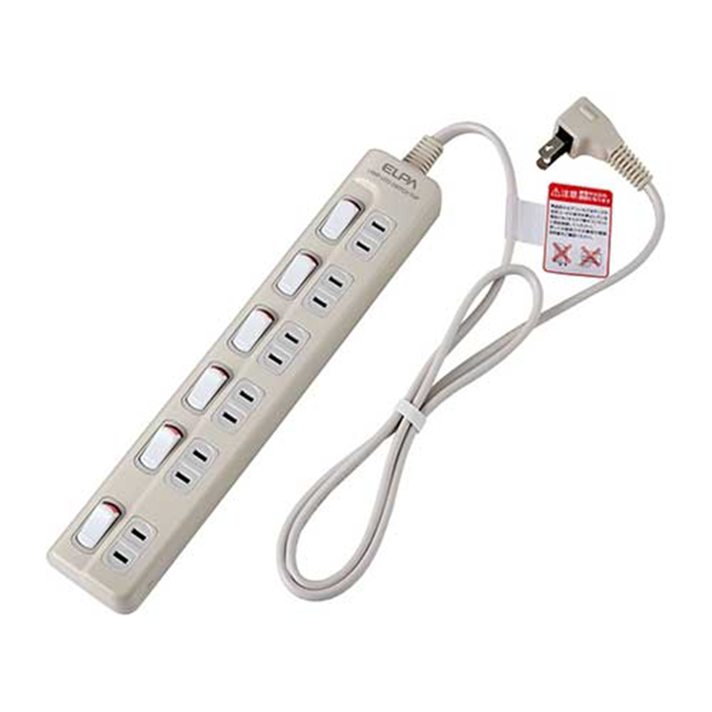 朝日電器 ランプレスタップ6個口WLS-610EB(W) 1m 1個(ご注文単位1個)【直送品】