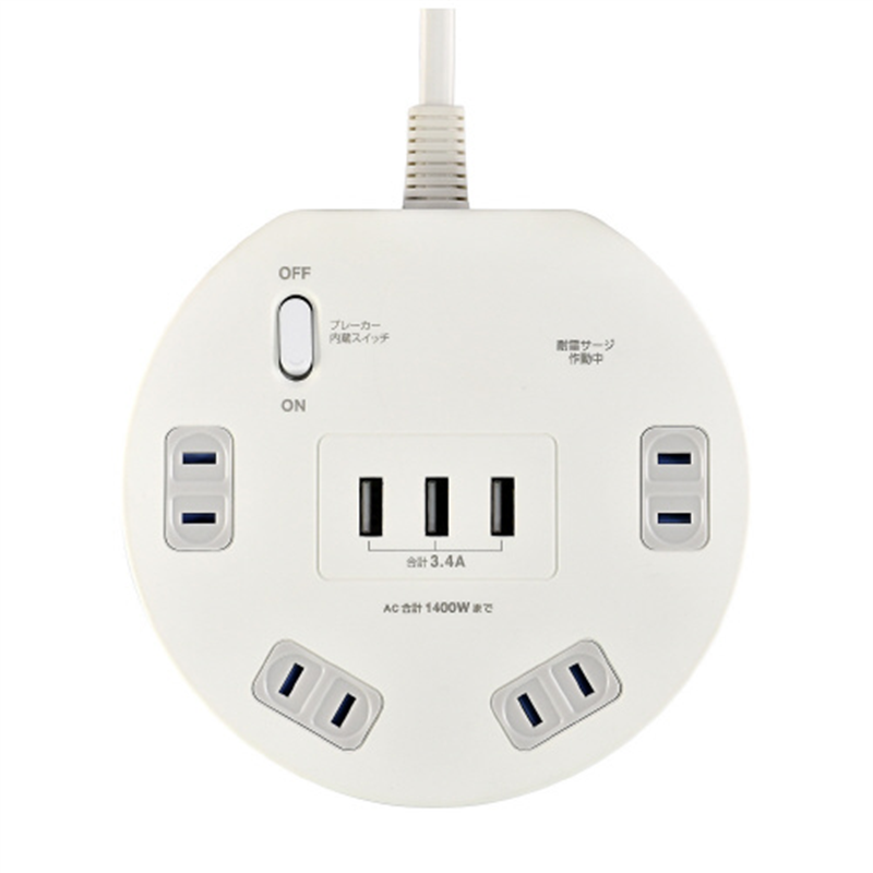 朝日電器 耐雷丸形USBタップ4個2m WLS-LS402RUSB(W) 1箱(ご注文単位1箱)【直送品】