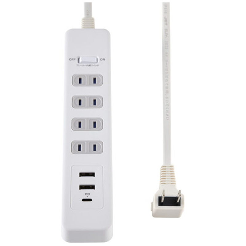 朝日電器 集中SW付USBタップ WLS-4322SUC(W) 1個(ご注文単位1個)【直送品】