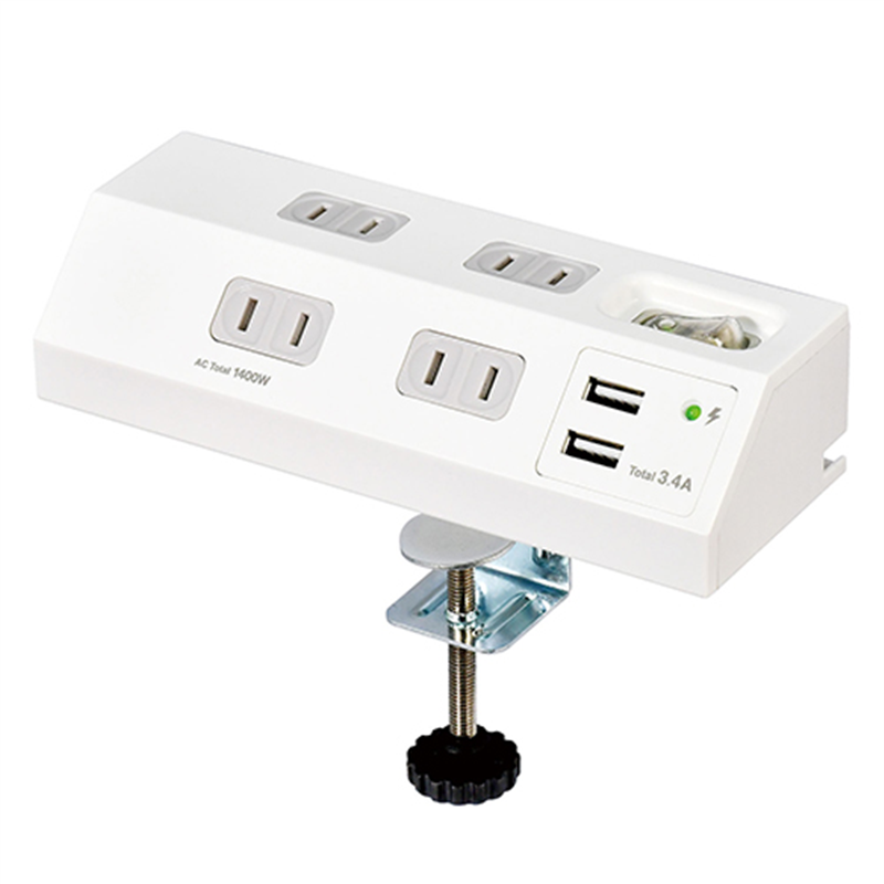 朝日電器 集中SW付デスクUSBタップWLS-DS4232SUA(W) 1個(ご注文単位1個)【直送品】