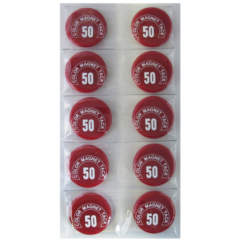 ミツヤ カラーマグネット MR-50 赤 50mm 10個/箱（ご注文単位1箱）【直送品】