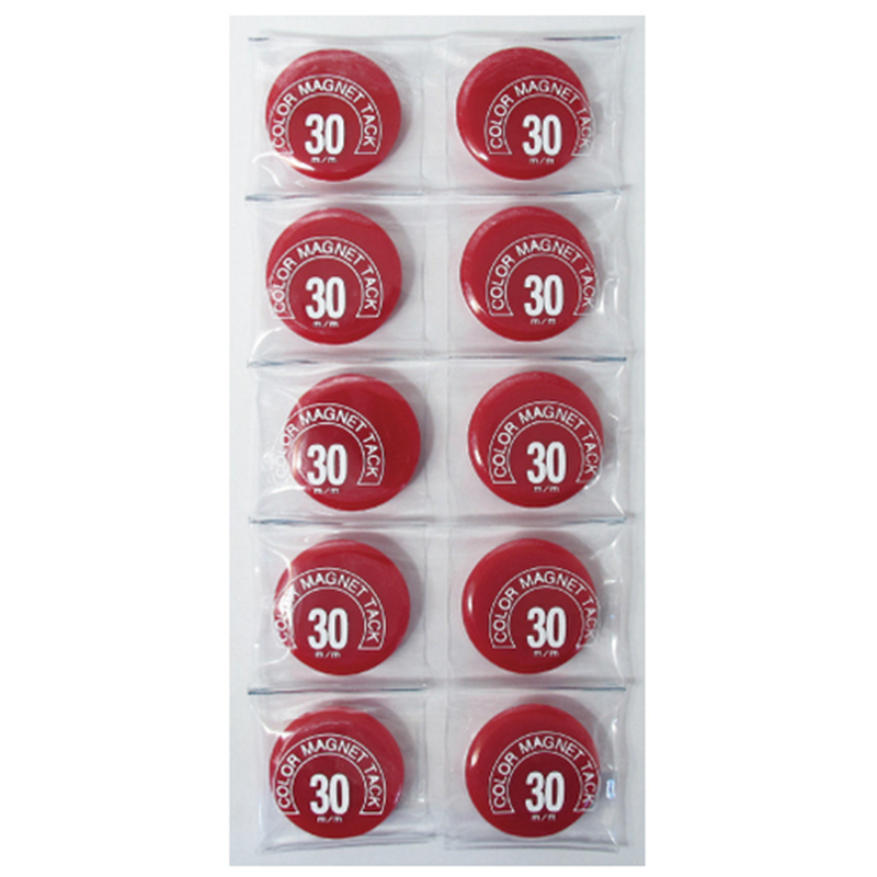 ミツヤ カラーマグネット MR-30 赤 30mm 10個/箱（ご注文単位1箱）【直送品】