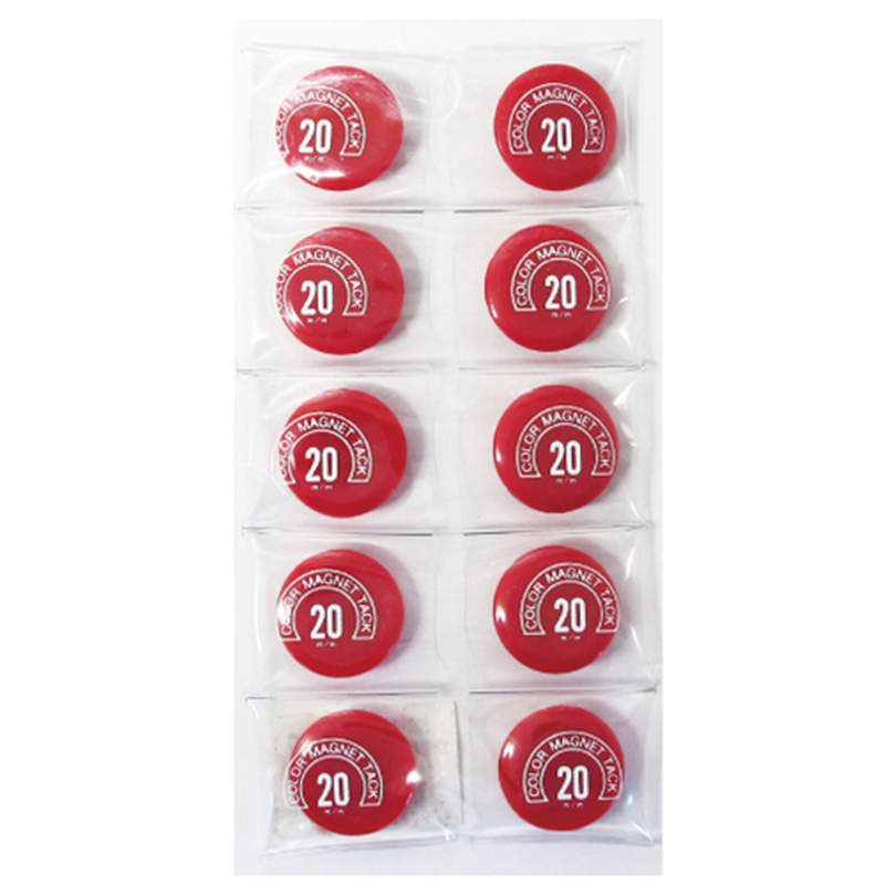 ミツヤ カラーマグネット MR-20 赤 20mm 10個/箱（ご注文単位1箱）【直送品】