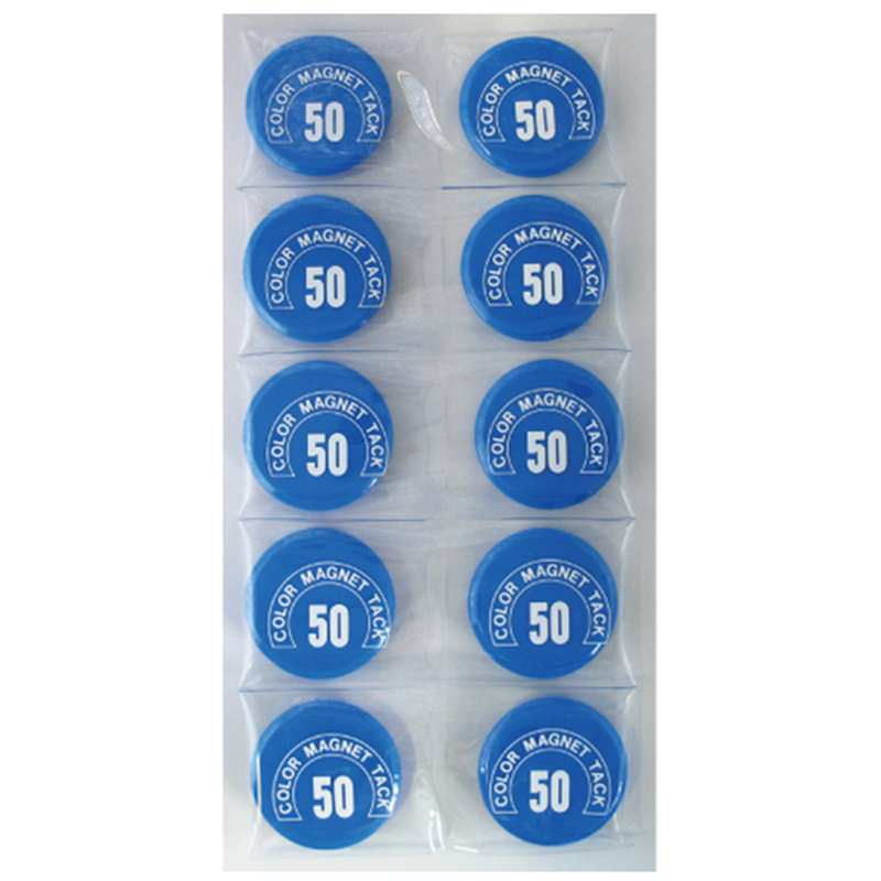 ミツヤ カラーマグネット MR-50 青 50mm 10個/箱（ご注文単位1箱）【直送品】
