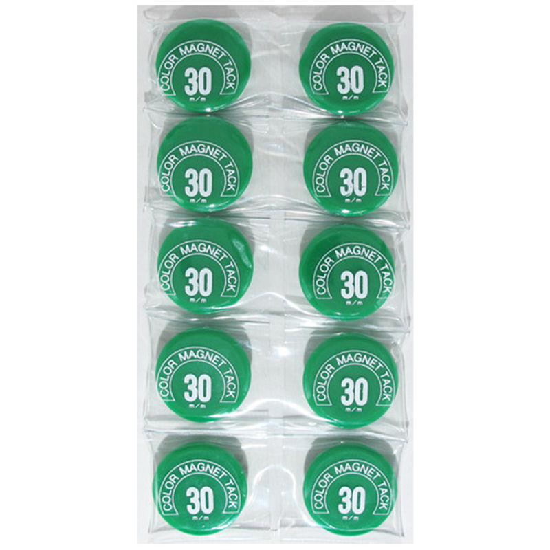 ミツヤ カラーマグネット MR-30 緑 30mm 10個/箱（ご注文単位1箱）【直送品】