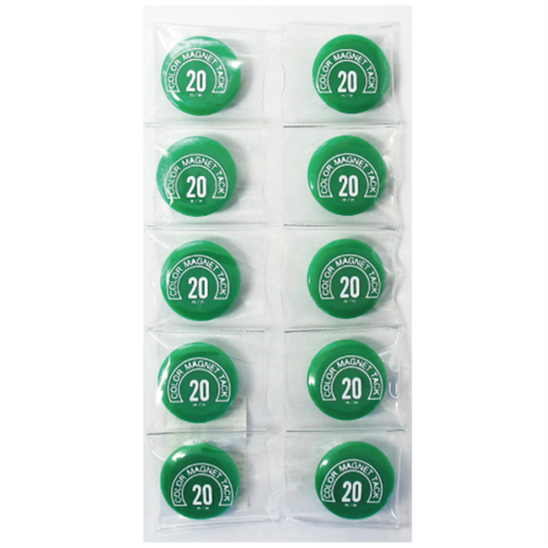 ミツヤ カラーマグネット MR-20 緑 20mm 10個/箱（ご注文単位1箱）【直送品】
