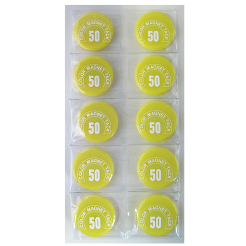 ミツヤ カラーマグネット MR-50 黄 50mm 10個/箱（ご注文単位1箱）【直送品】