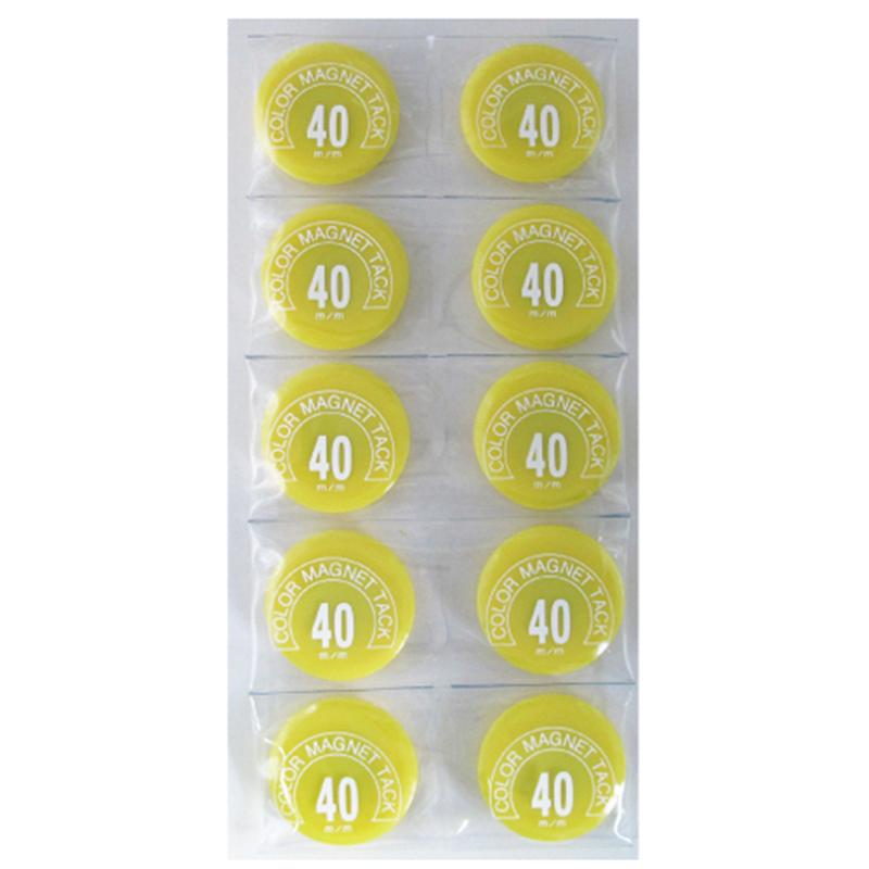 ミツヤ カラーマグネット MR-40 黄 40mm 10個/箱（ご注文単位1箱）【直送品】