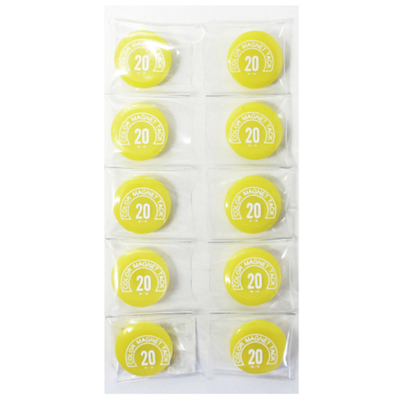 ミツヤ カラーマグネット MR-20 黄 20mm 10個/箱（ご注文単位1箱）【直送品】
