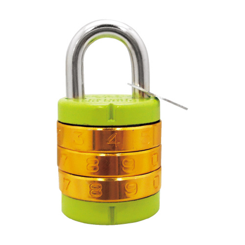 WAKI 3段丸文字合せ錠 27mm キミドリ 1個（ご注文単位1個）【直送品】