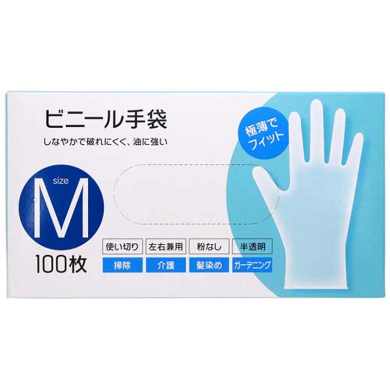 大和物産 ビニール手袋 M 100枚入 1個(ご注文単位1個)【直送品】