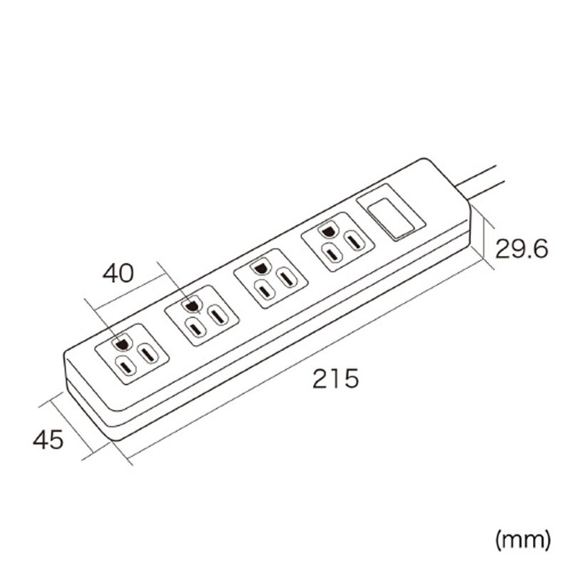 サンワサプライ シャッタータップ 4個口 5m TAP-SH3450MG 1個(ご注文単位1個)【直送品】