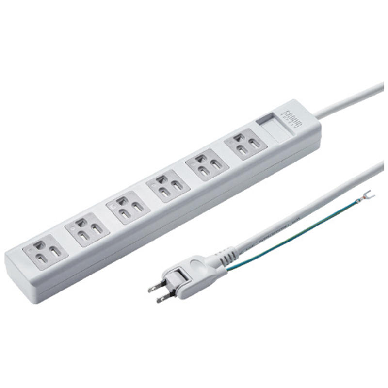 サンワサプライ シャッタータップ6個口2.5m TAP-SH3625MG 1個(ご注文単位1個)【直送品】