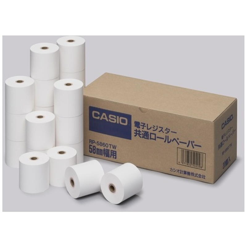 カシオ計算機 レジ用ロール 普通紙 RP-5860-TW 20巻 1個（ご注文単位1個）【直送品】