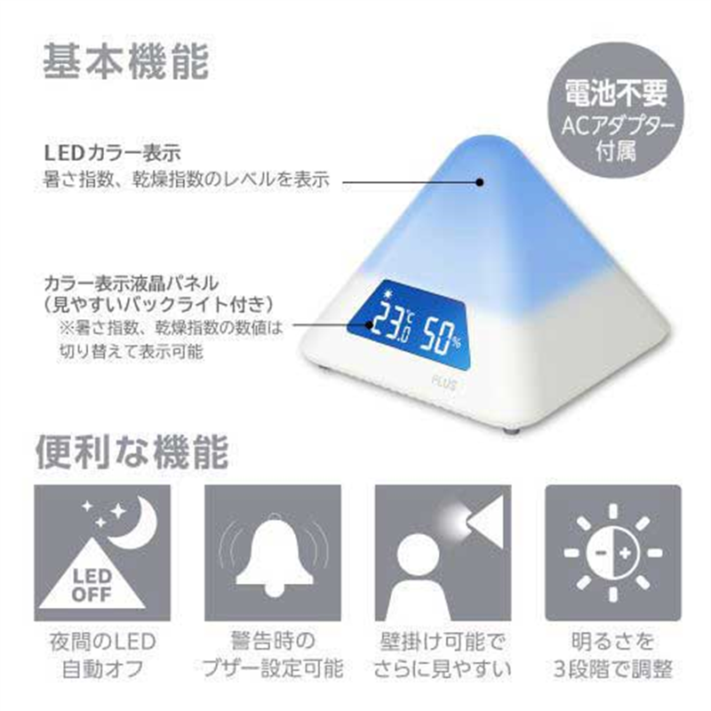 プラス 温湿度LEDアラーム AT-TH03 1個(ご注文単位1個)【直送品】