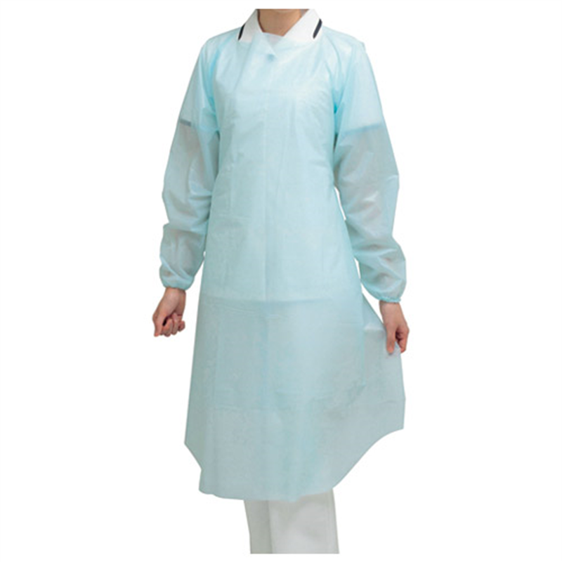 ミドリ安全 ベルデポリガードエプロン袖付ブルーM 10枚 1個(ご注文単位1個)【直送品】