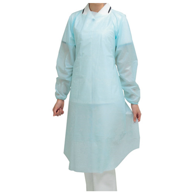 ミドリ安全 ベルデポリガードエプロン袖付ブルーL 10枚 1個(ご注文単位1個)【直送品】