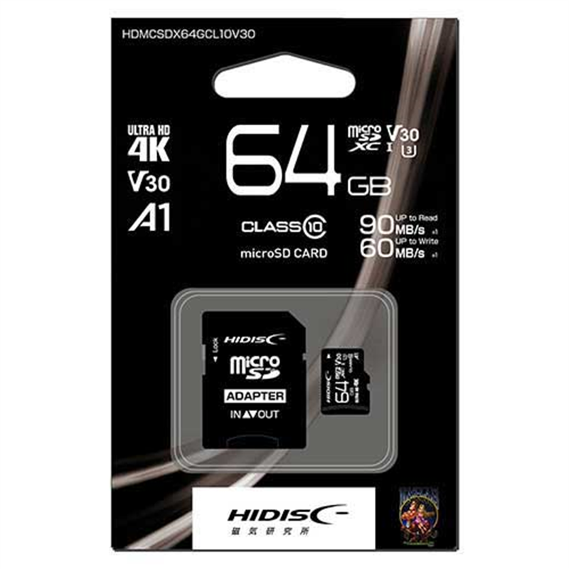 HIDISC microSDXCカード 64GB HDMCSDX64GCL10V30 1個（ご注文単位1個）【直送品】