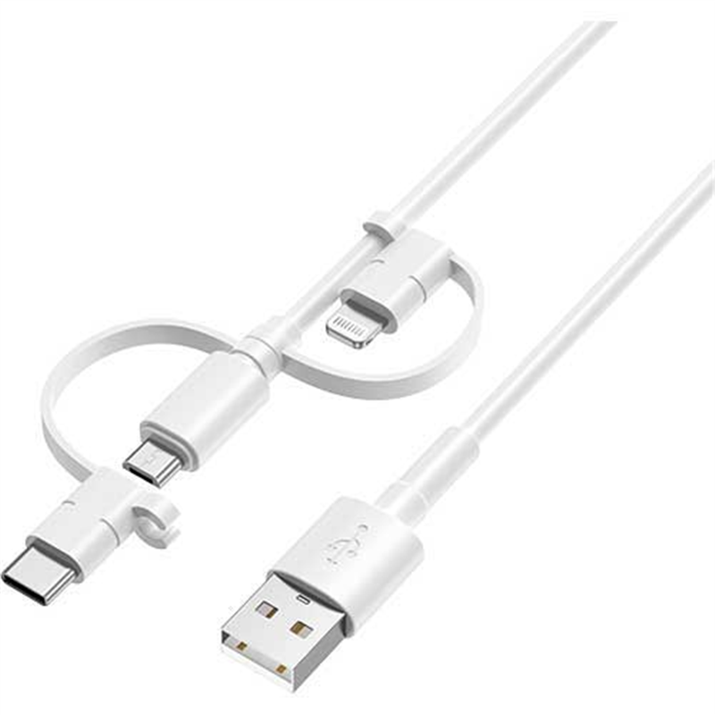 HIDISC 3in1ケーブルmicroB/TypeC/Lightning1m 白 1個（ご注文単位1個）【直送品】