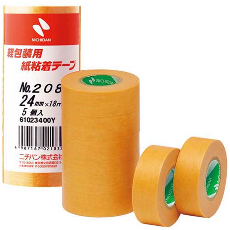 ニチバン 紙粘着テープ 208-24 24mm×18m 5巻 1個(ご注文単位1個)【直送品】
