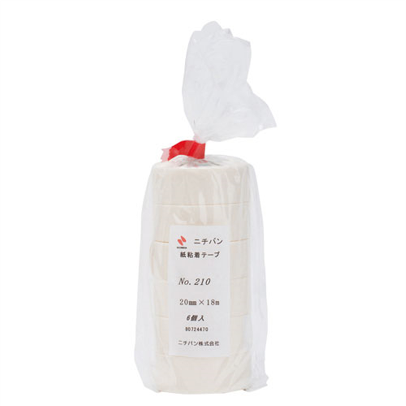 ニチバン 紙粘着テープ 210-20 白 20mm×18m 6巻 1個（ご注文単位1個）【直送品】