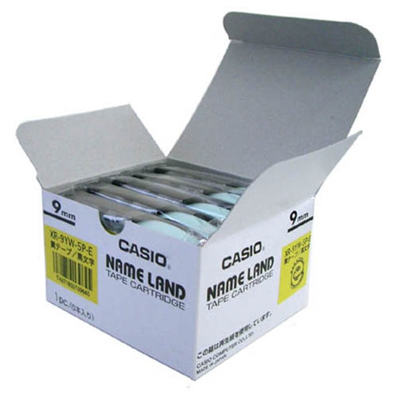 カシオ計算機 テープ XR-9YW-20P-E 黄に黒文字 9mm 20個/箱（ご注文単位1箱）【直送品】