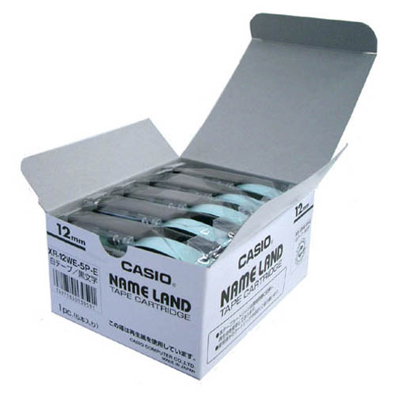 カシオ計算機 テープ XR-12WE-20P-E 白に黒文字 12mm20個/箱（ご注文単位1箱）【直送品】