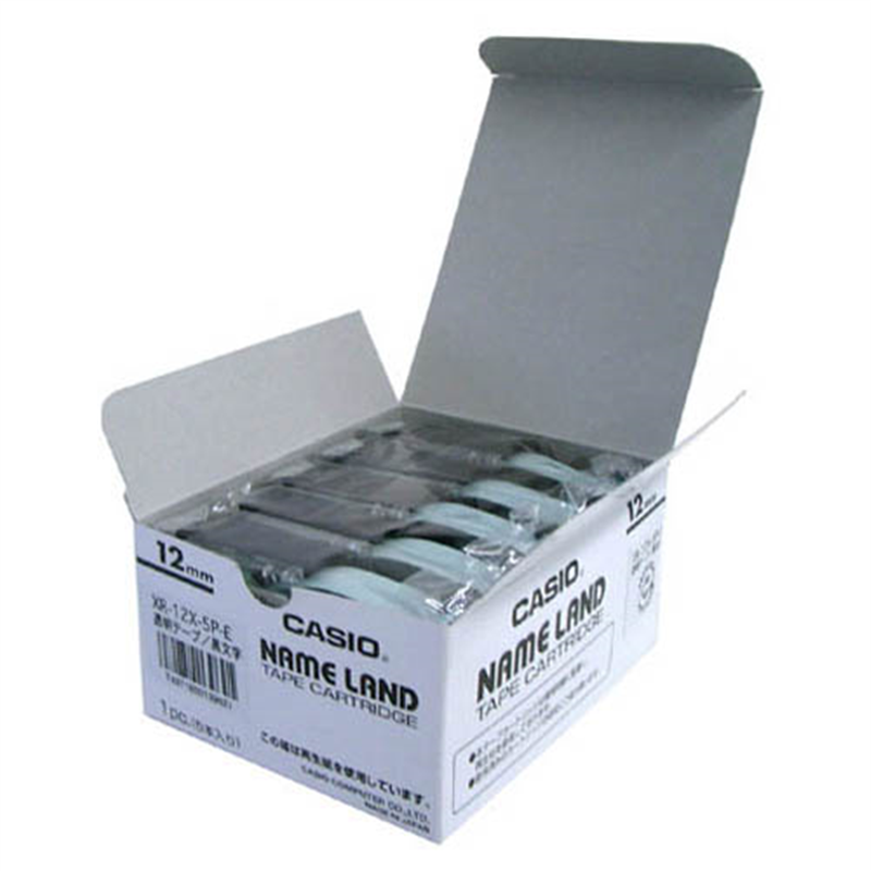 カシオ計算機 テープ XR-12X-20P-E 透明に黒文字12mm20個/箱（ご注文単位1箱）【直送品】