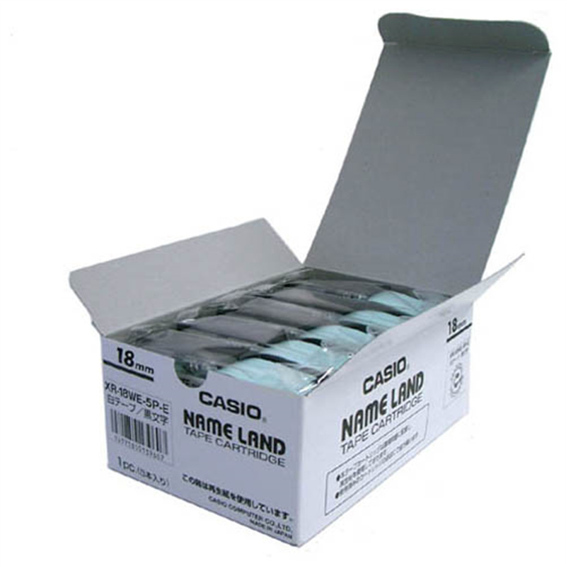 カシオ計算機 テープ XR-18WE-20P-E 白に黒文字 18mm20個/箱（ご注文単位1箱）【直送品】