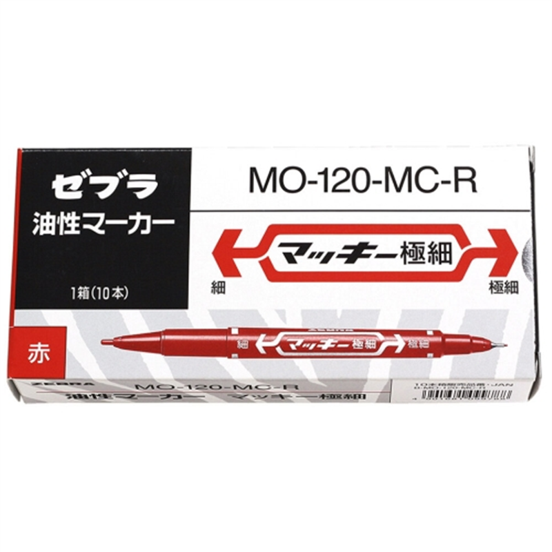 ゼブラ マッキー 極細 MO-120-MC-R 赤 10本 1個(ご注文単位1個)【直送品】