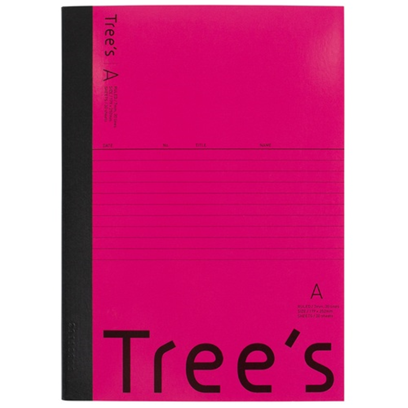 日本ノート Trees B5 A罫 30枚 ピンク 10冊  1個（ご注文単位1個）【直送品】