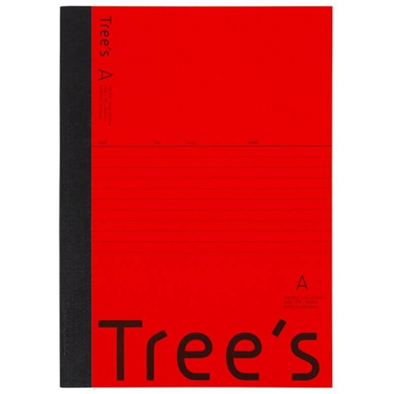 日本ノート Trees B5 A罫 30枚 レッド 10冊  1個（ご注文単位1個）【直送品】